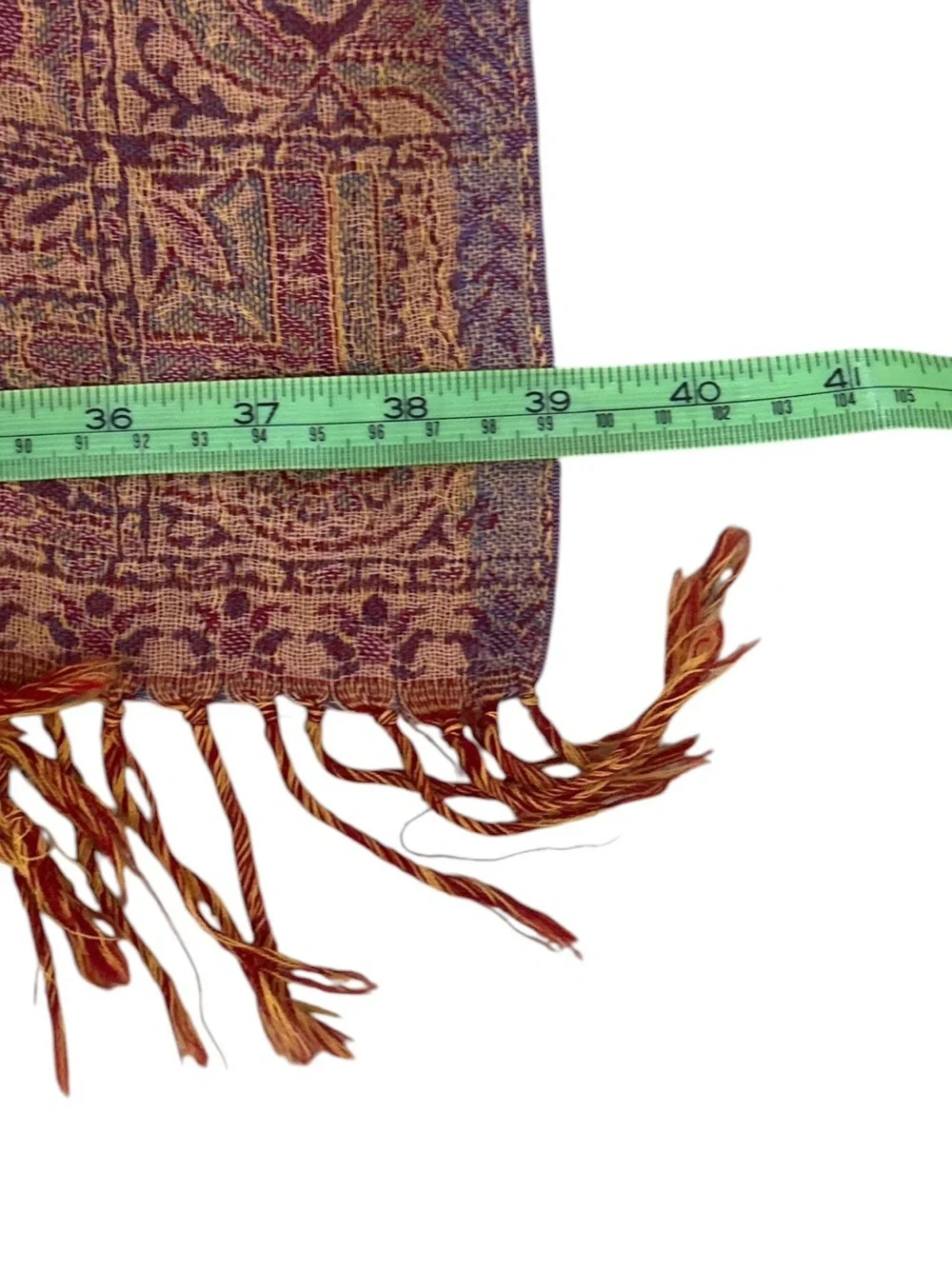 Kashmir royal collection 100% wool Elegant Paisley rust Scarf with fringe